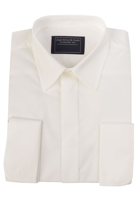 Men's Tailored Fit Ivory Cotton Shirt Double Cuff