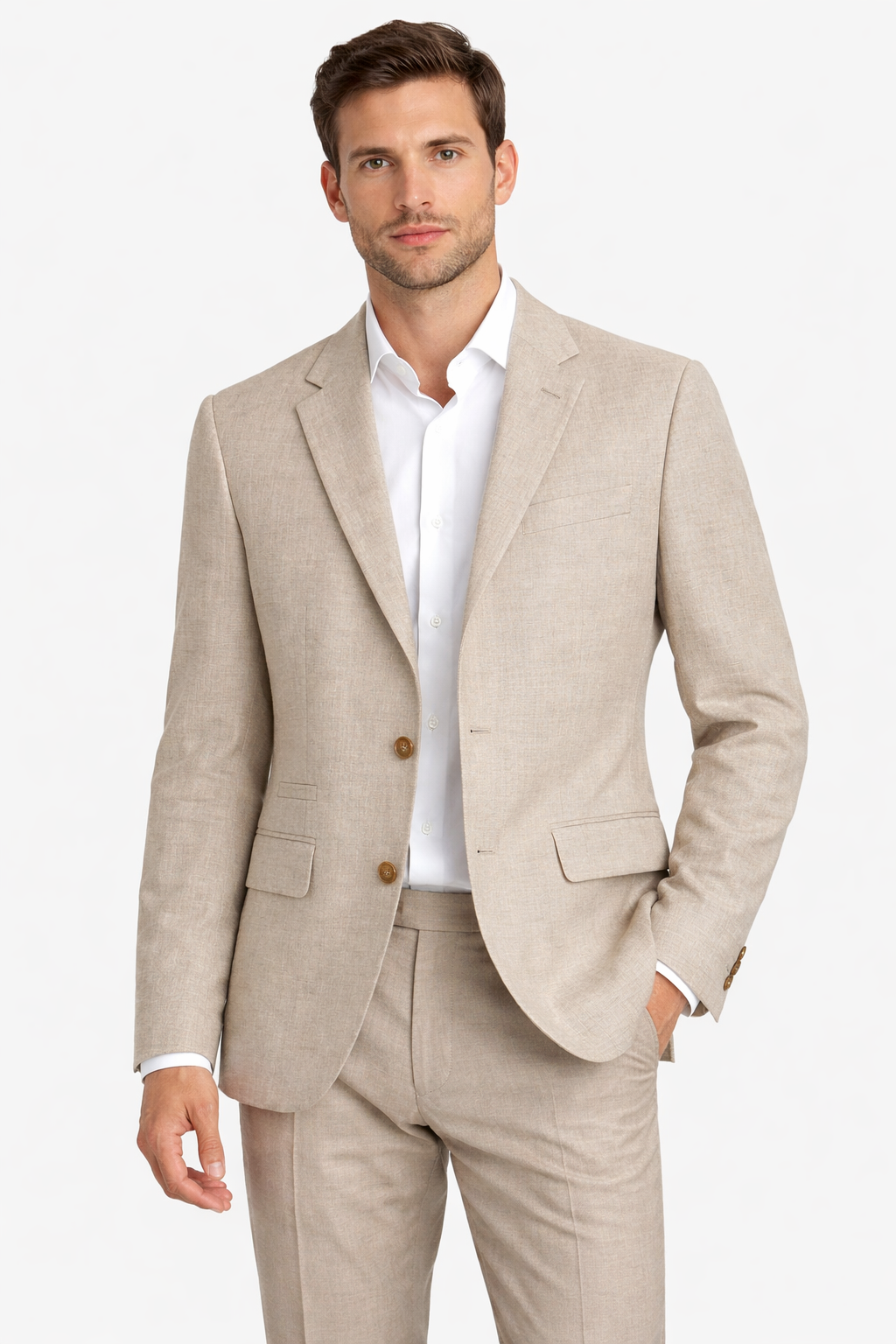 Beige Pure Linen Sports Jacket | Lightweight Oatmeal Blazer
