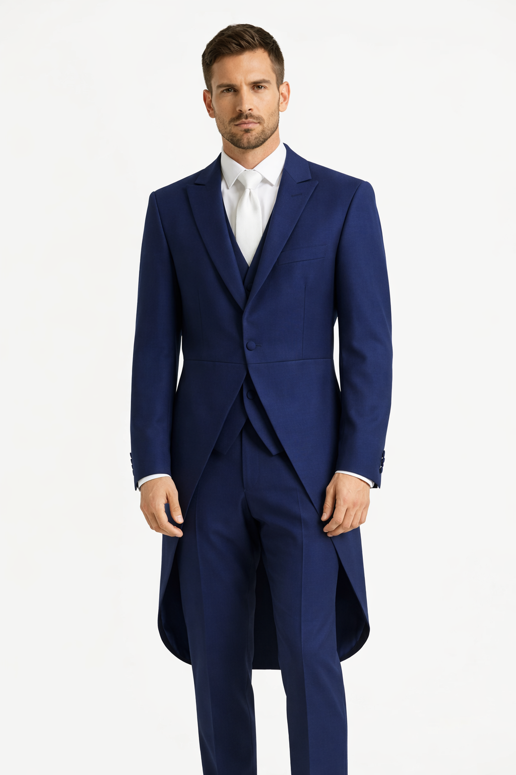 Electric Blue 2 Piece Tailcoat Suit | Wool & Mohair Jacket & Trousers