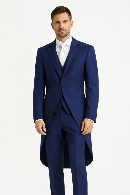 Electric Blue 2 Piece Tailcoat Suit | Wool & Mohair Jacket & Trousers