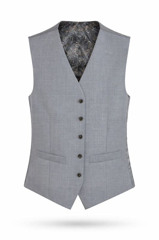 Dove Grey Single-Breasted Wool Waistcoat | Royal Ascot Formal Waistcoat