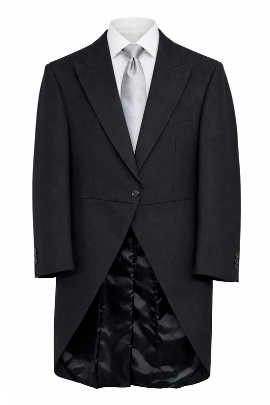 Black Herringbone Tailcoat Jacket | 100% Pure Wool | Brand New