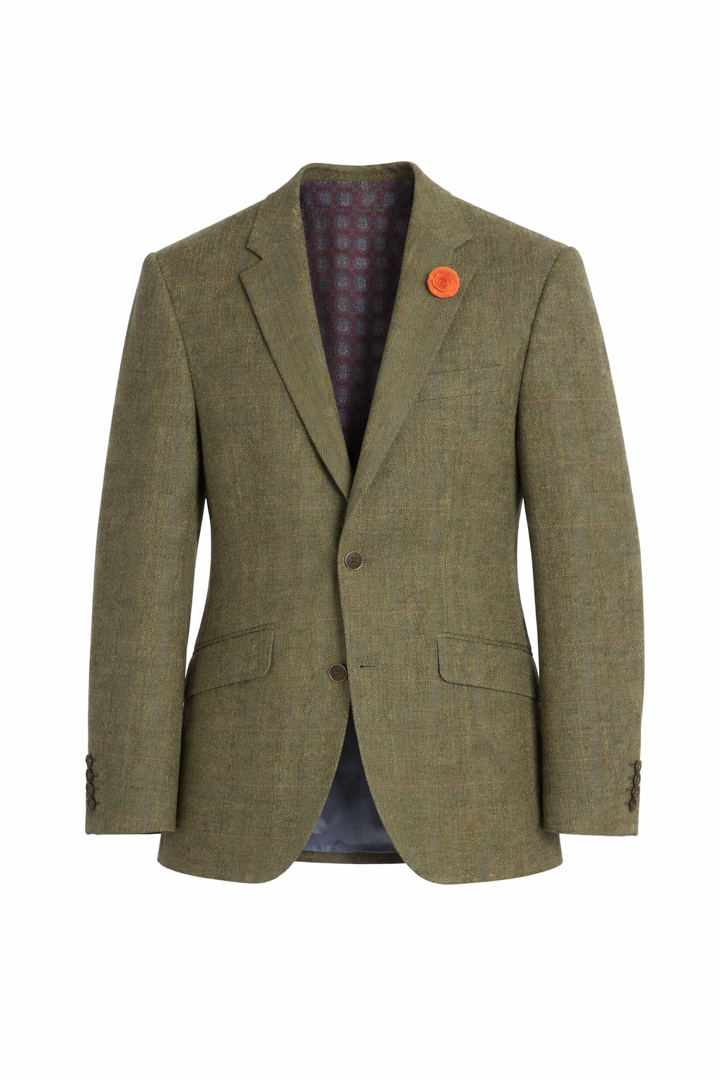 Green Check Herringbone Tweed Jacket | Wool Blend Blazer