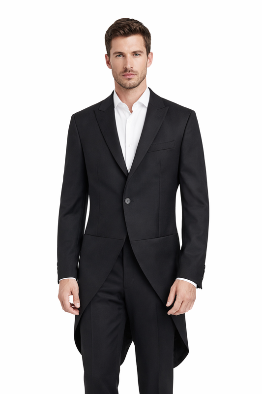 Ben Sherman Black Tailcoat Jacket | 100% Wool Lightweight Slim Fit Jacket