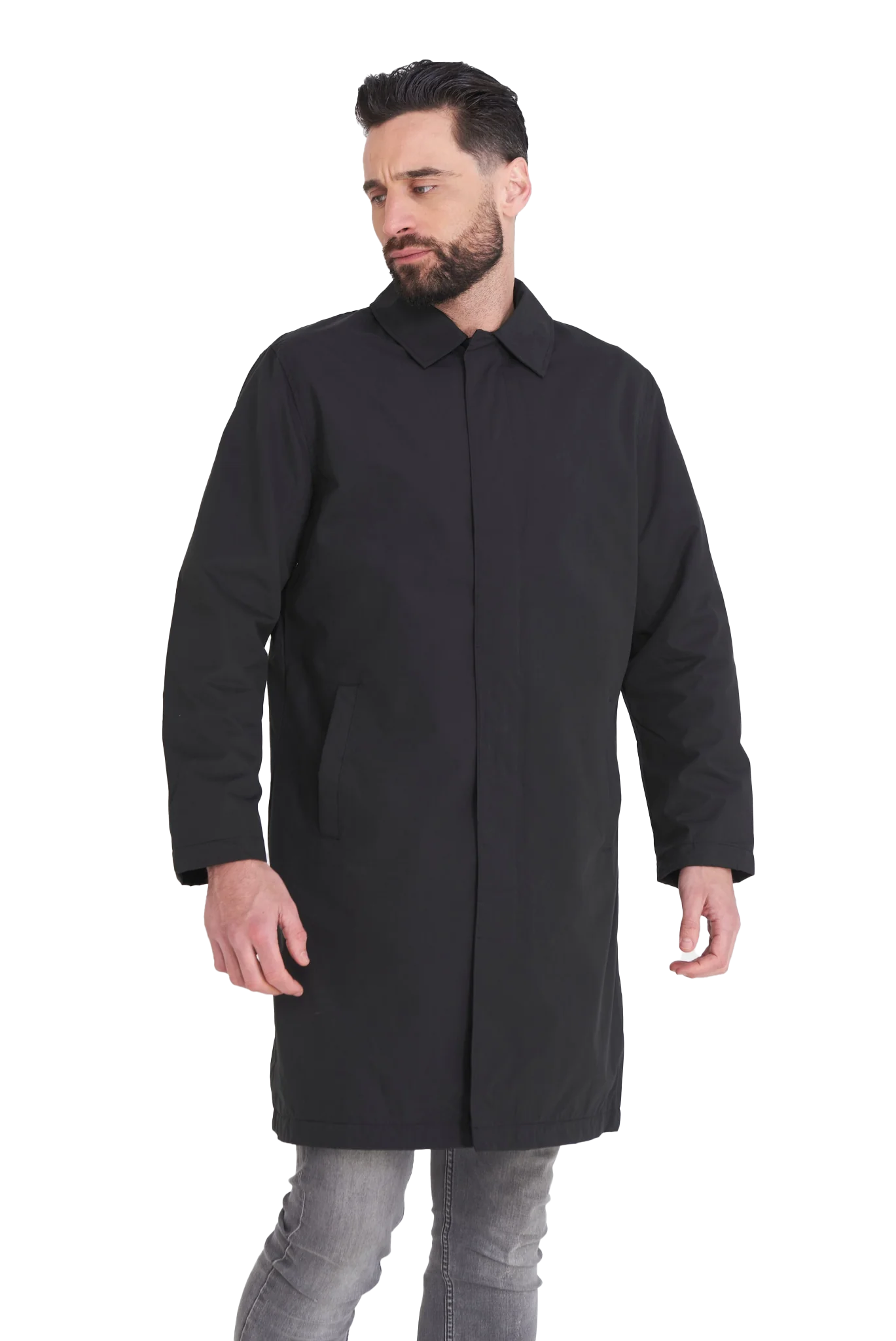 Men's Black Formal Raincoat Long Rain Mac Doorman Funeral – Richard ...