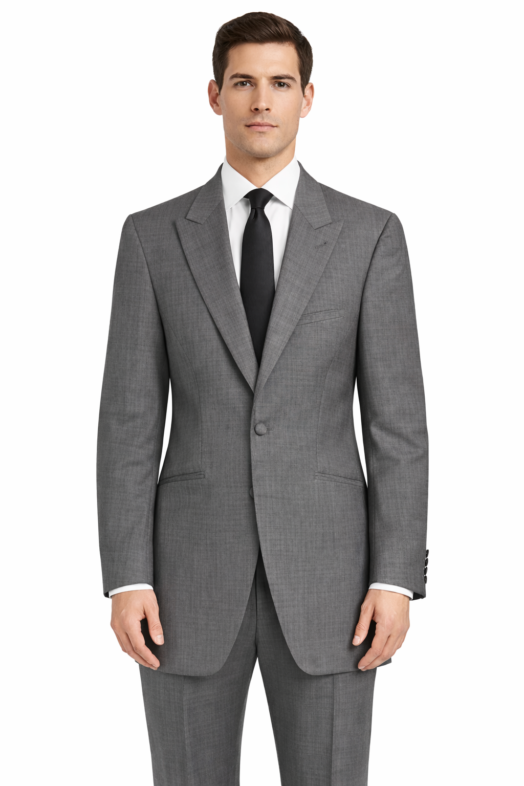 Silver Grey Suit Jacket | Longer Line 100% Wool Blazer | Fine Herringbone Weave