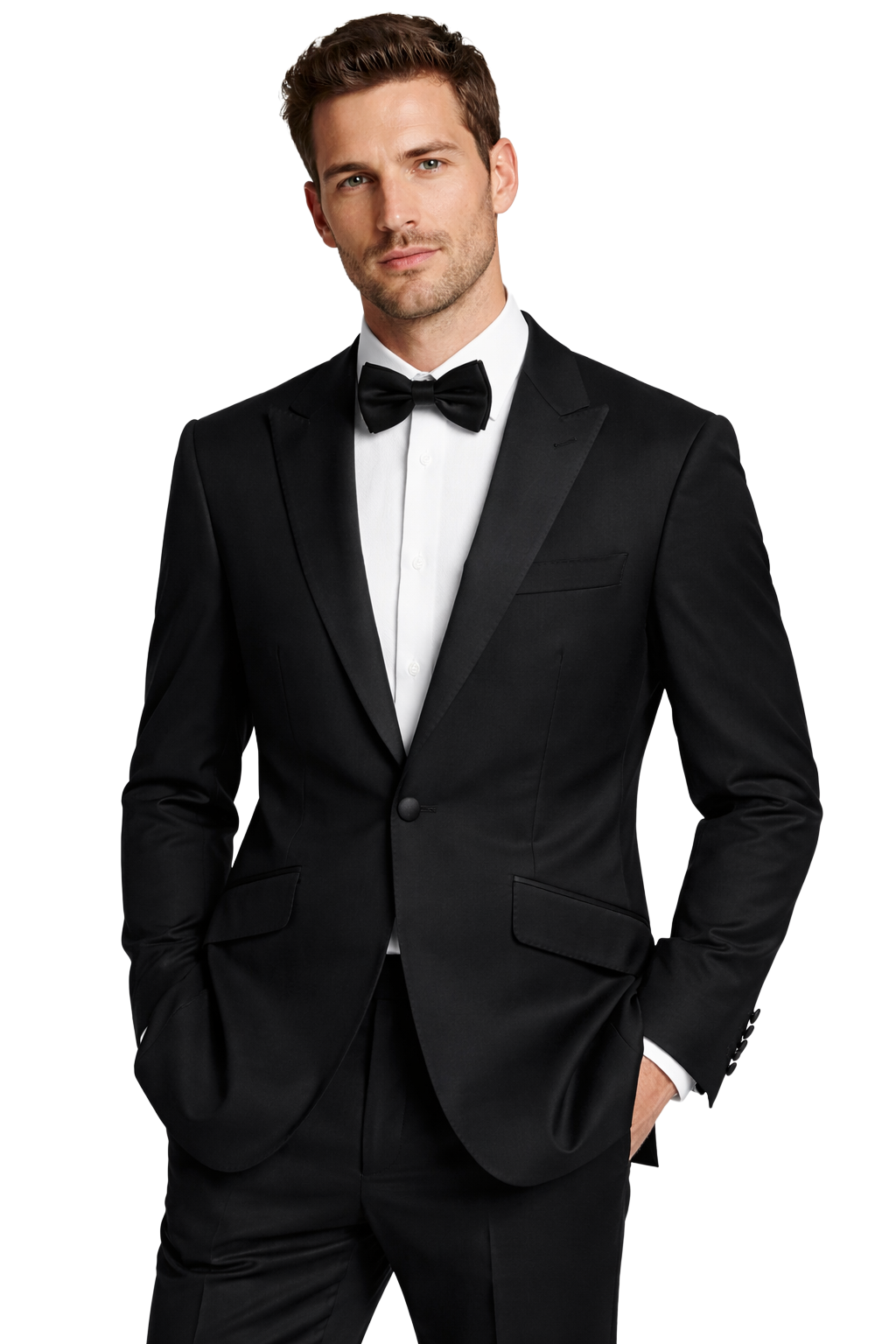 Black 2 Piece Dinner Suit with Peak Lapel | Single Breasted Jacket & Trousers