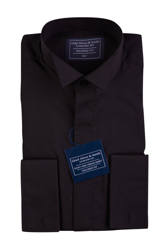 Men's Black Wing Collar Tailored Fit Cotton Dress Shirt
