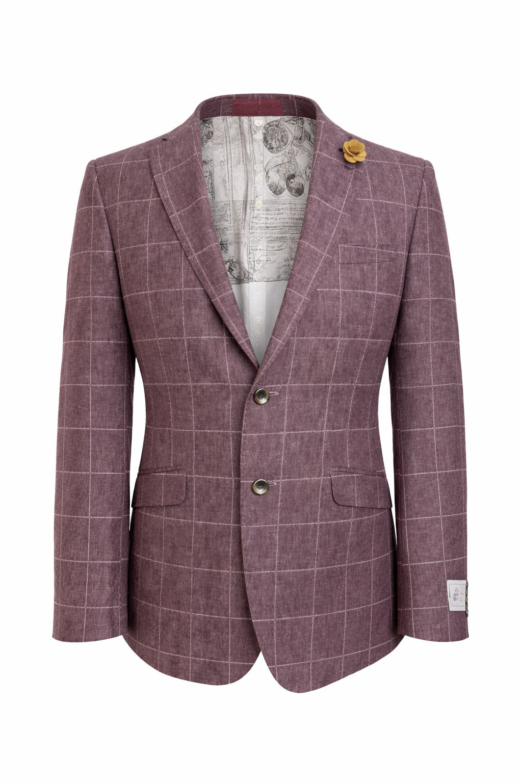 Dusty Plum Muted Burgundy Check Jacket | Linen Blend Blazer