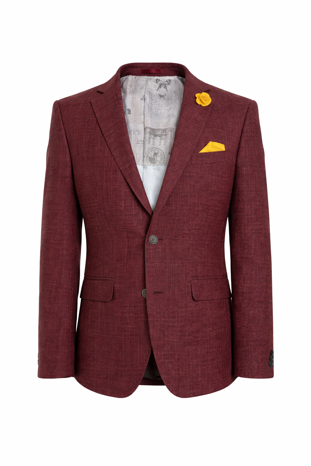 Burgundy Basket Weave Jacket | Wool & Linen Blend Blazer