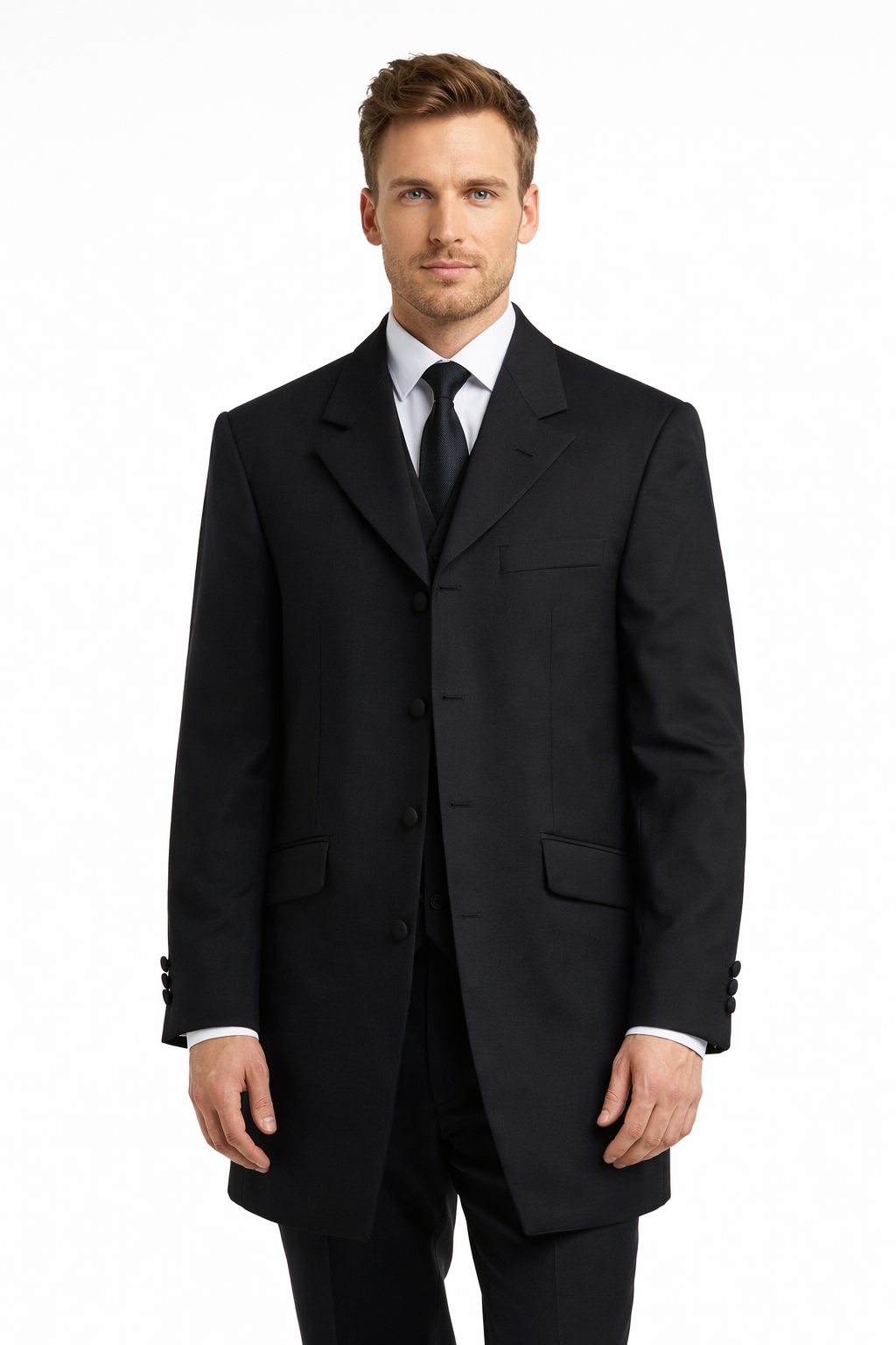 Plain Black Prince Edward Jacket | 100% Wool | Steampunk Costume Victorian Edwardian Fancy Dress