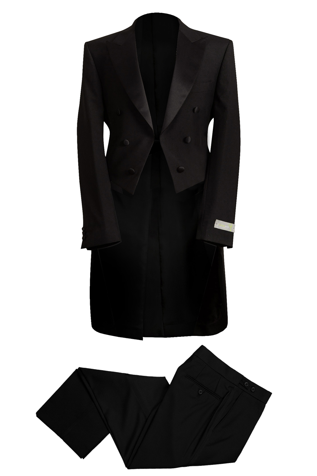 Men’s White Tie Tailcoat 2 Piece Suit – Black Double Breasted Jacket & Trousers