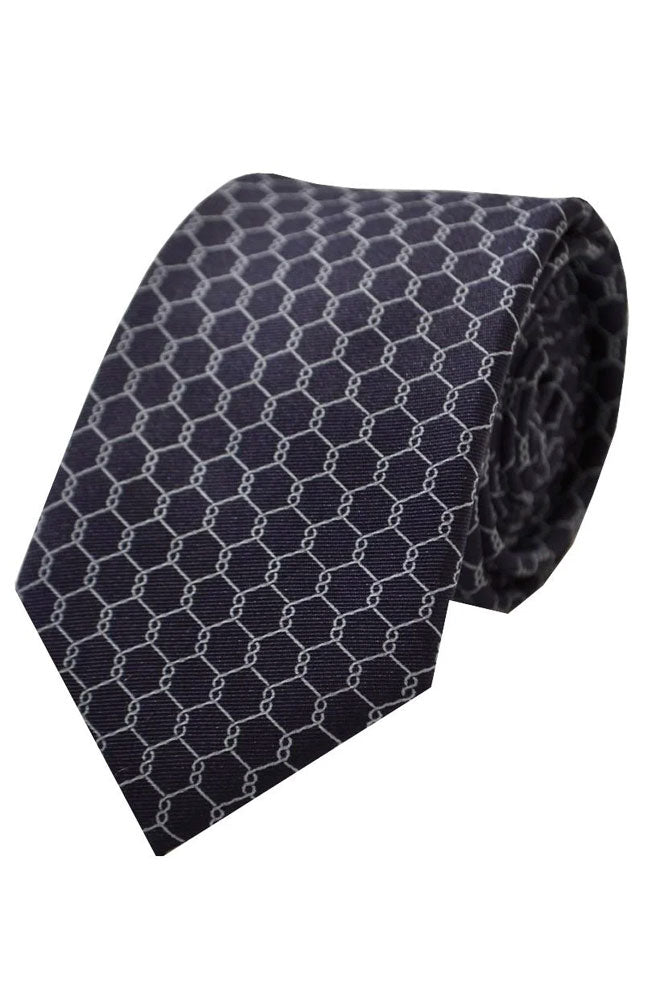 Navy Patterned Wedding Tie - Brand New