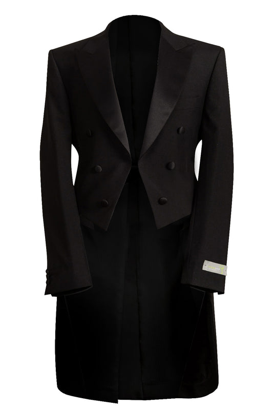 White Tie Tailcoat Black Jacket Evening Double Breasted