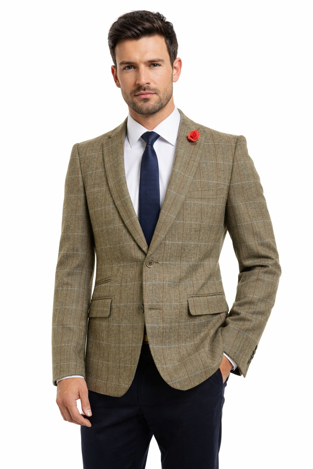 Fawn Check Herringbone Tweed Jacket | Wool Blend Blazer