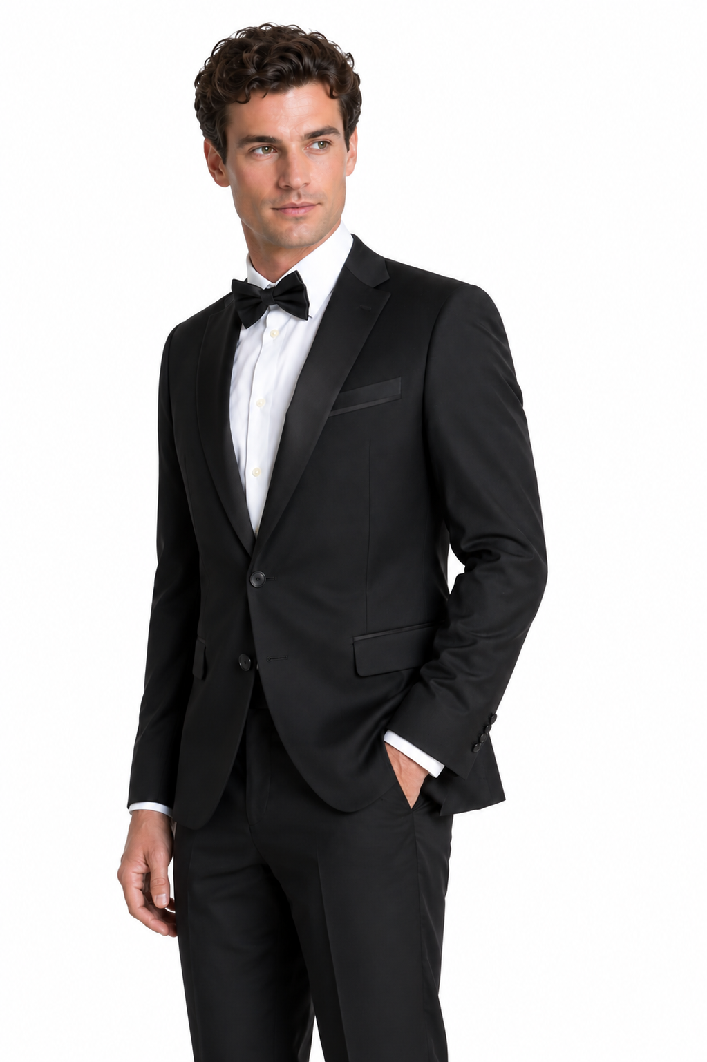 Black 2 Piece Tuxedo Slim Fit Dinner Suit | Jacket & Trousers | Edina