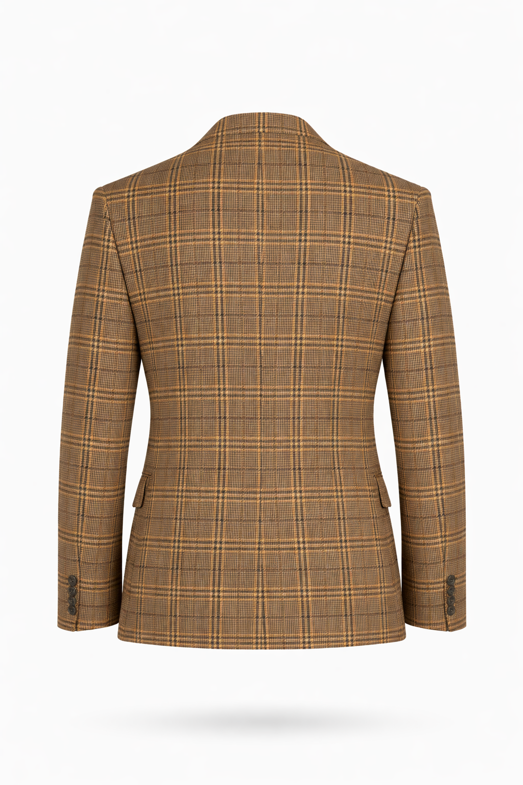 Camel Brown Tweed Check Jacket | Wool Blend Blazer