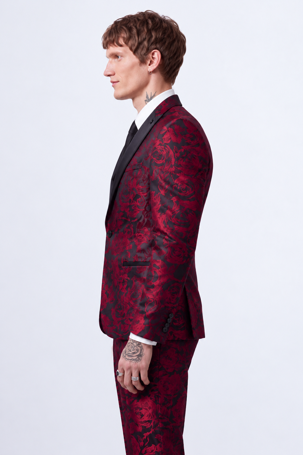 Red & Black Floral Jacquard Slim Fit 2 Piece Suit | Wedding & Prom | Twisted Tailor's "Ersat"