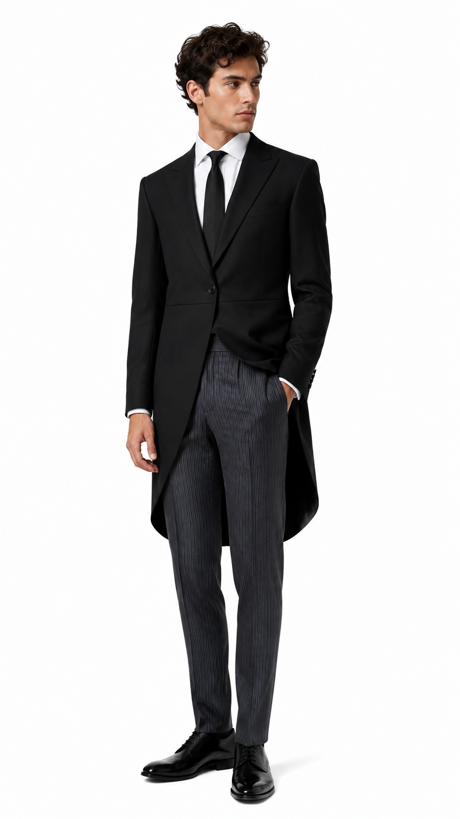 Plain Black Tailcoat Jacket | 100% Pure Wool | Lightweight
