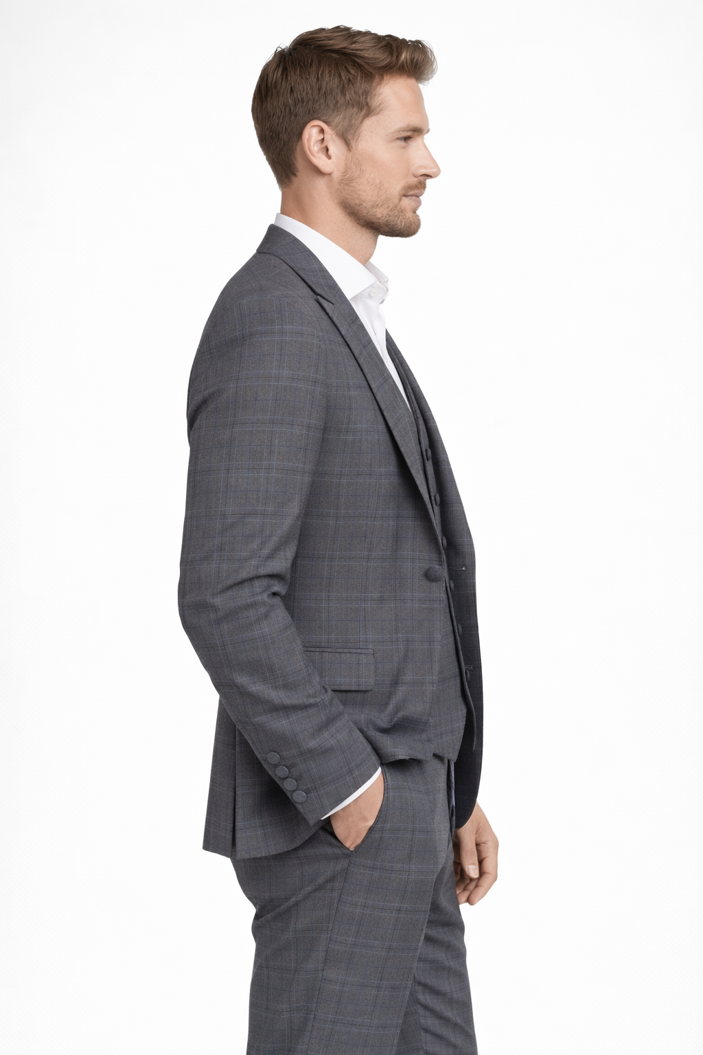 Grey Check 3 Piece Suit | Modern Fit | Jacket, Trousers & Waistcoat