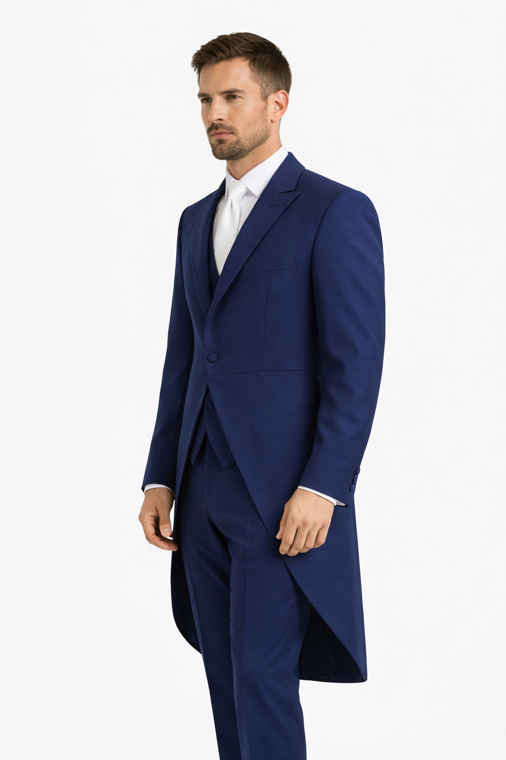 Electric Blue 2 Piece Tailcoat Suit | Wool & Mohair Jacket & Trousers