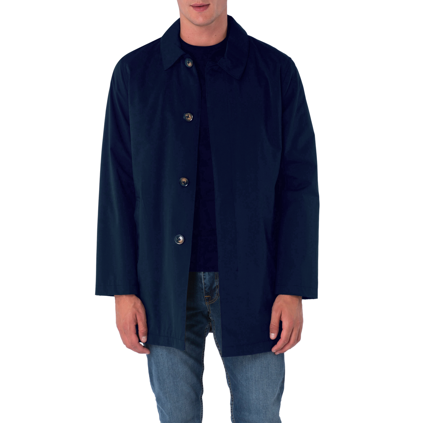 Navy Blue Formal Raincoat Mac Short Jacket