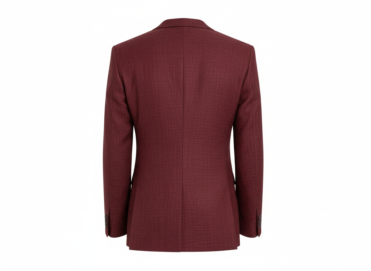 Burgundy Basket Weave Jacket | Wool & Linen Blend Blazer