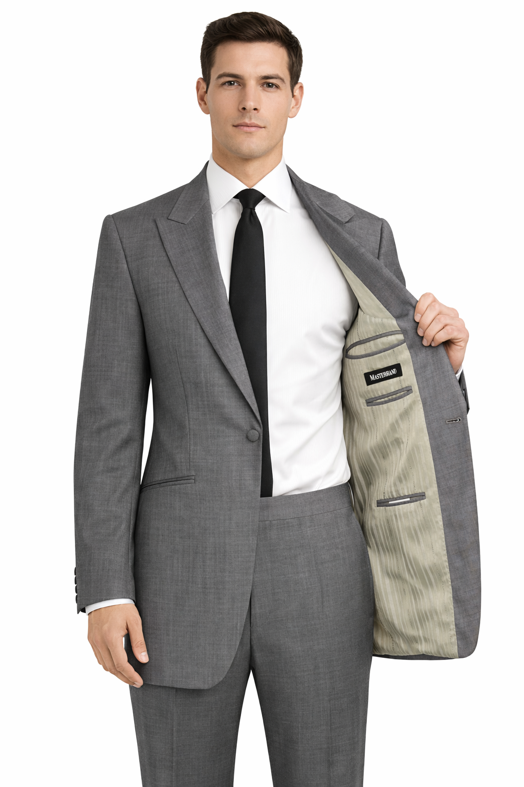 Silver Grey Suit Jacket | Longer Line 100% Wool Blazer | Fine Herringbone Weave
