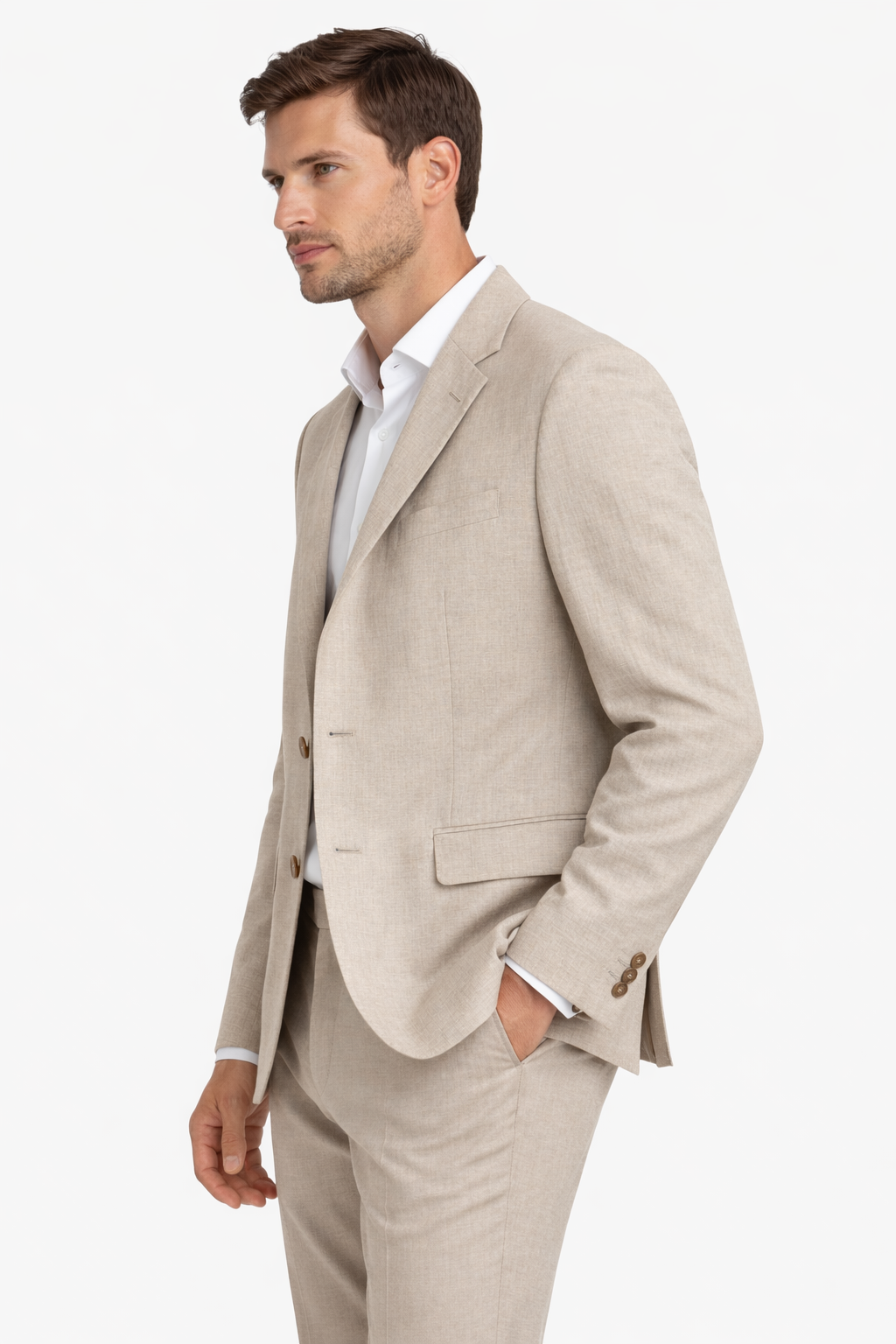 Beige Pure Linen Sports Jacket | Lightweight Oatmeal Blazer