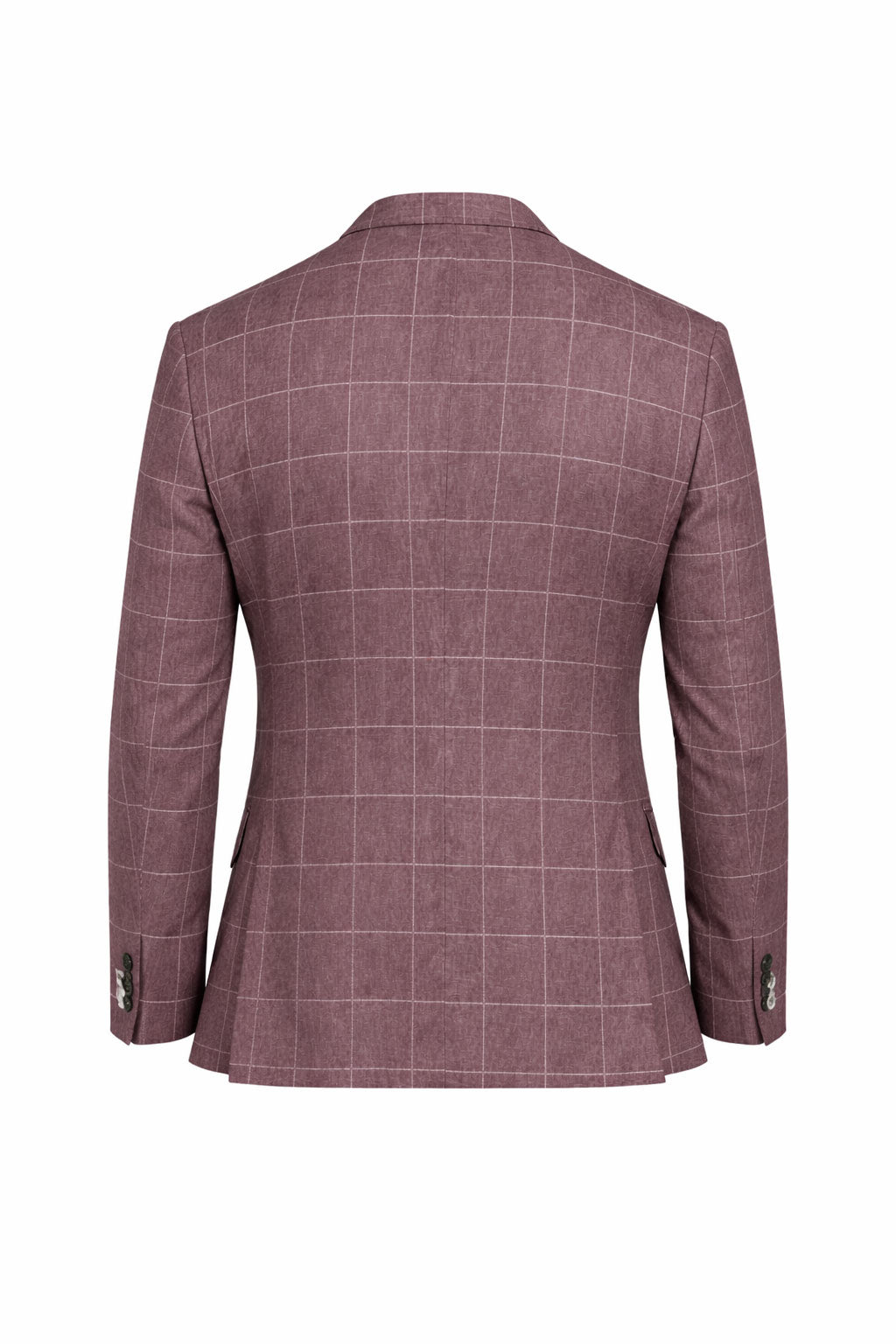 Dusty Plum Muted Burgundy Check Jacket | Linen Blend Blazer