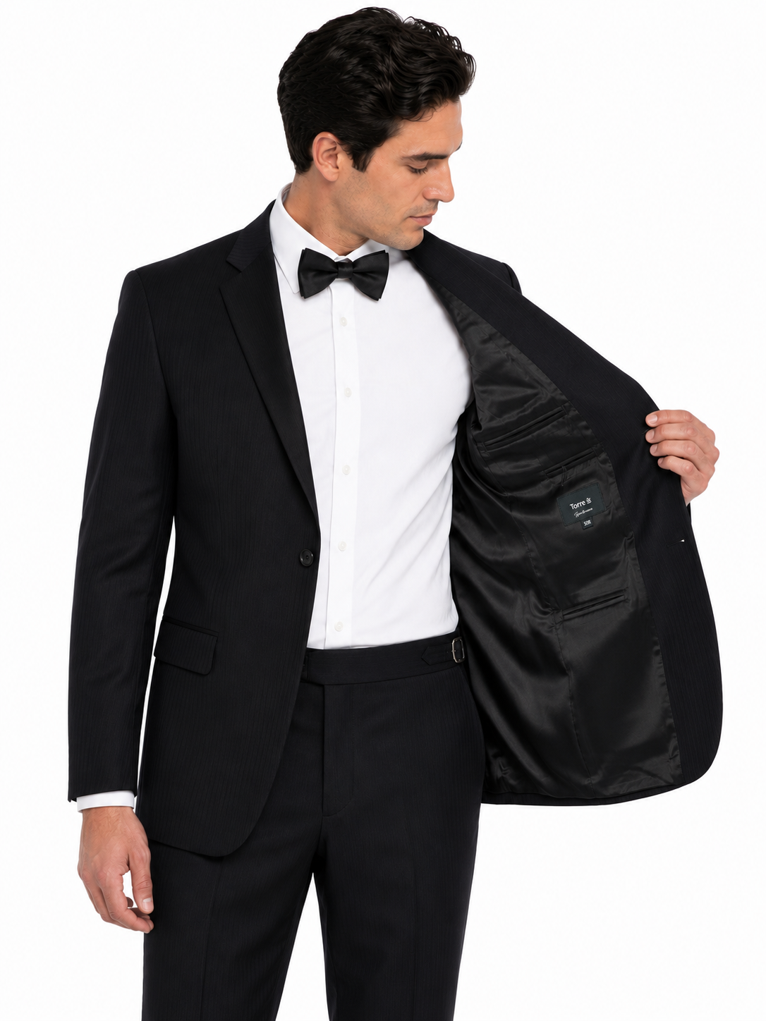 Black Stripe 2 Piece Dinner Suit | 100% Pure Wool | Torre Uomo | Brand New