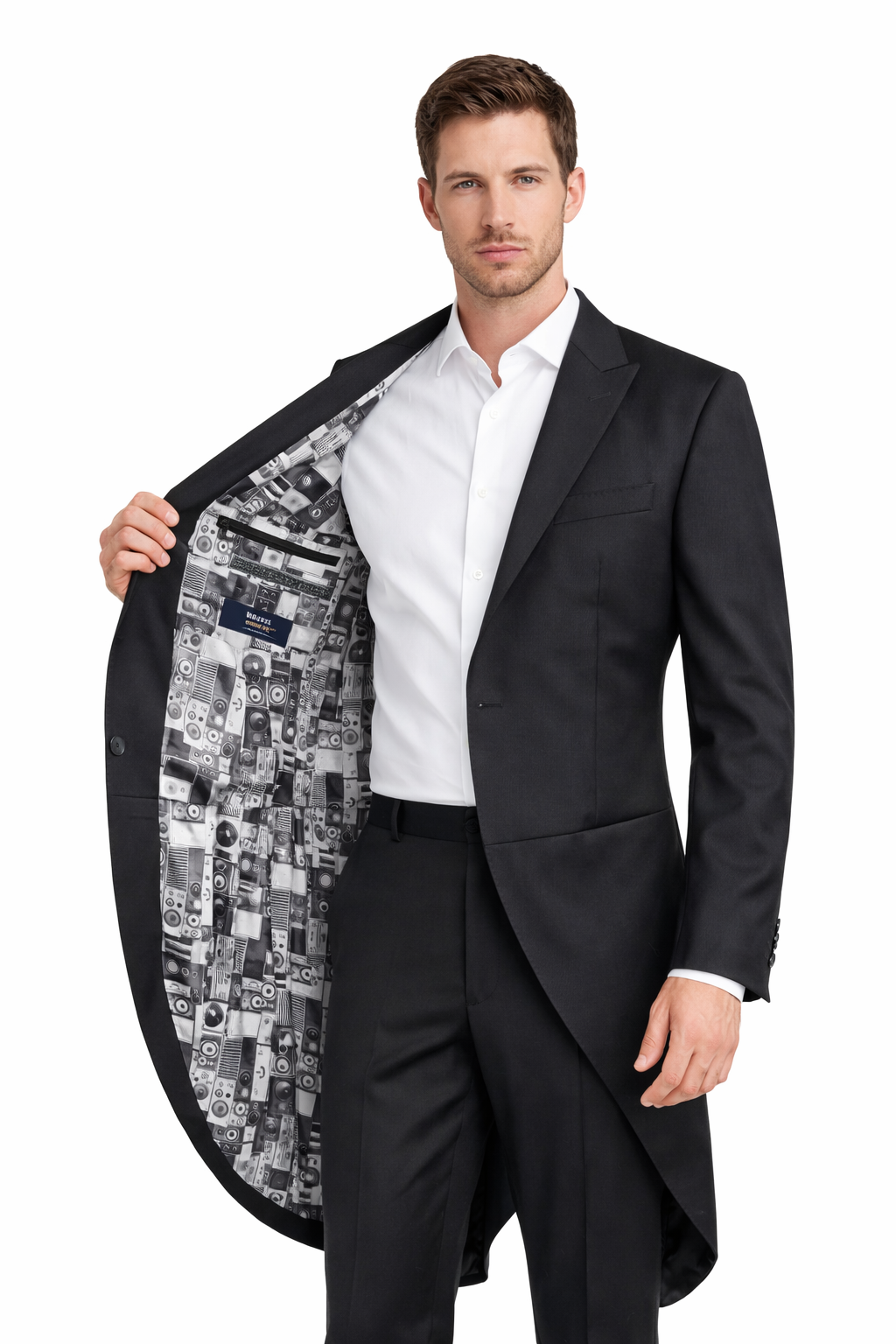 Ben Sherman Black Tailcoat Jacket | 100% Wool Lightweight Slim Fit Jacket