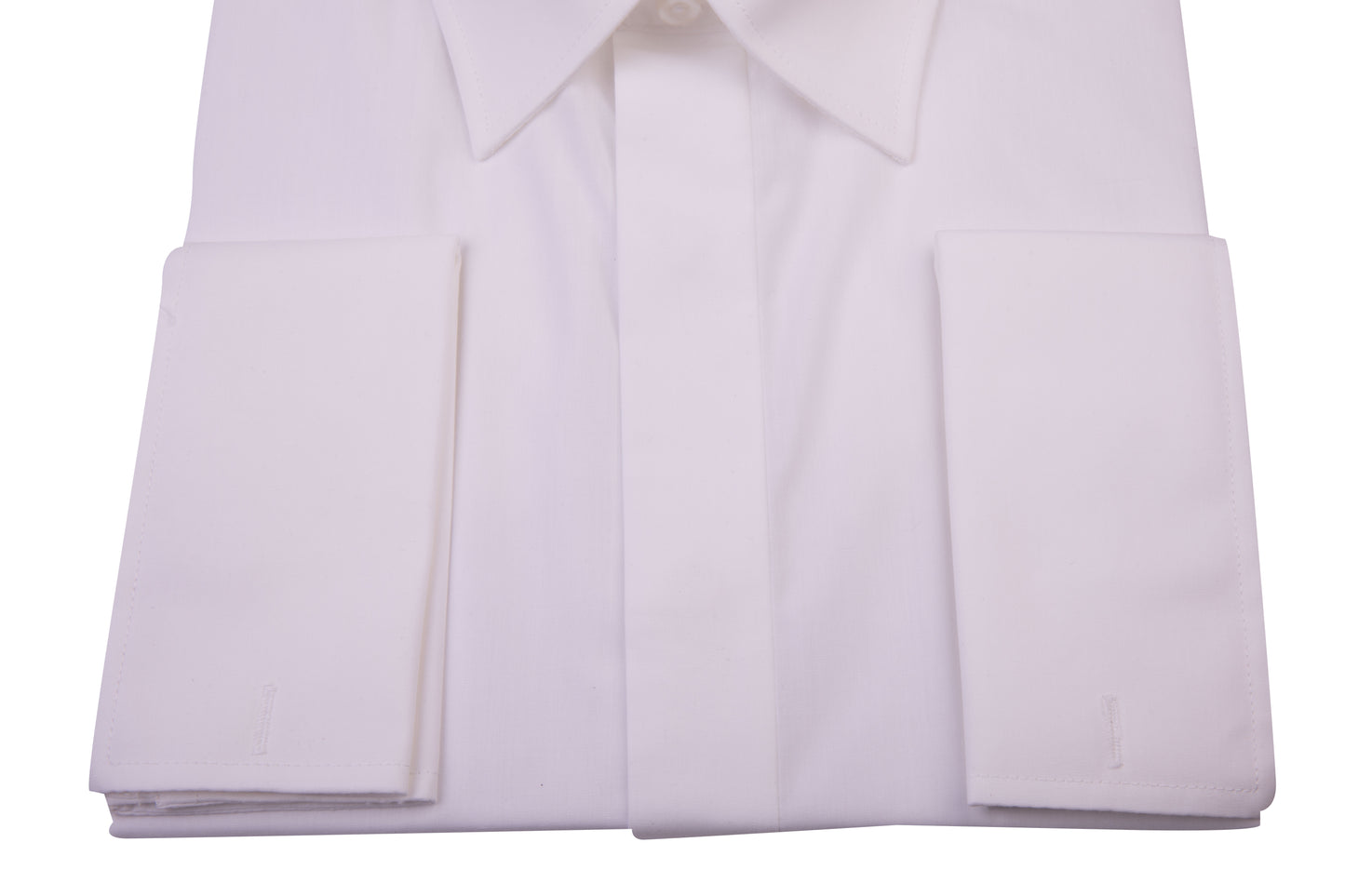 Men's Ivory Dress Shirt Double Cuff Covered Buttons