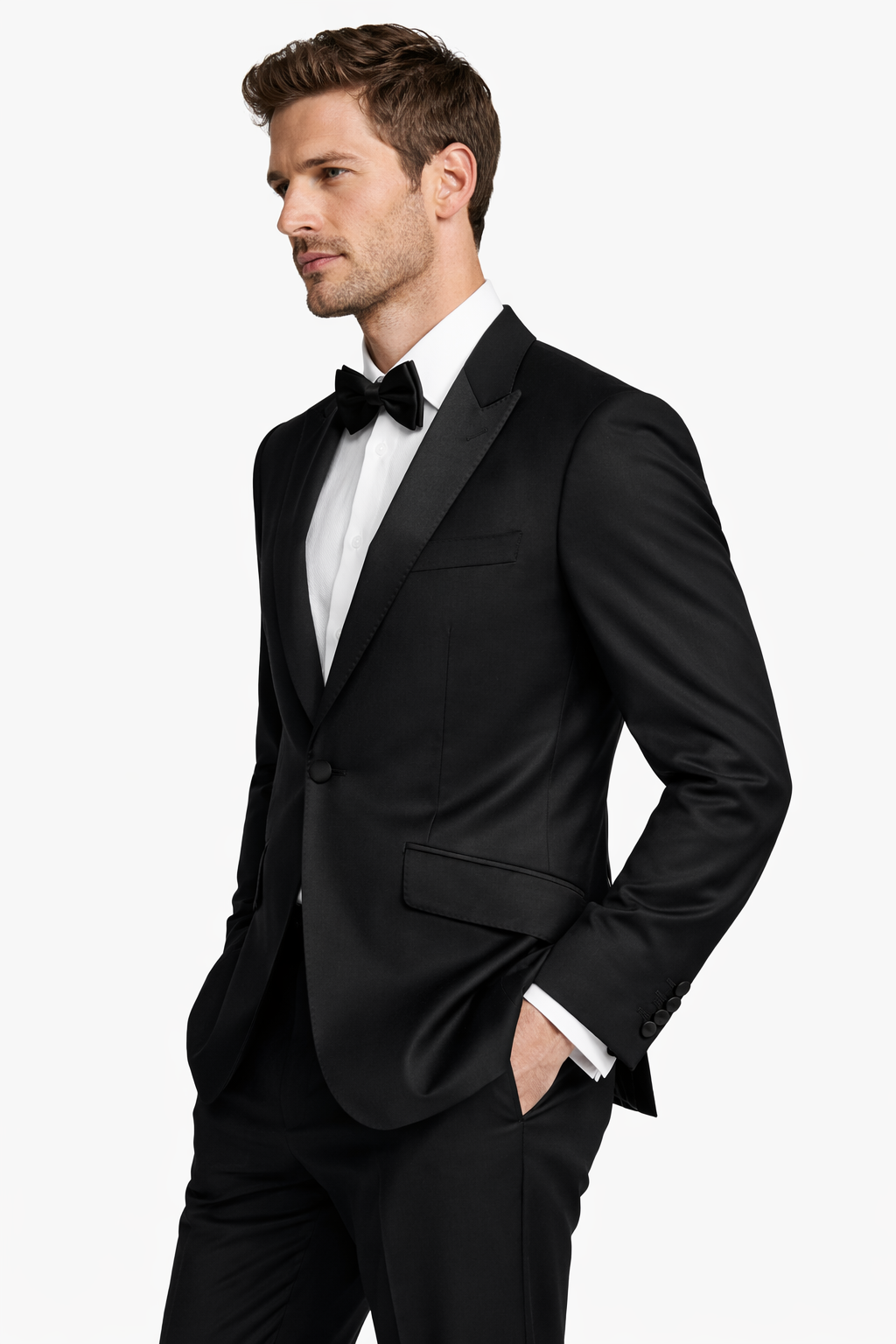 Black Single Breasted Dinner Jacket with Peak Lapel | Brand New