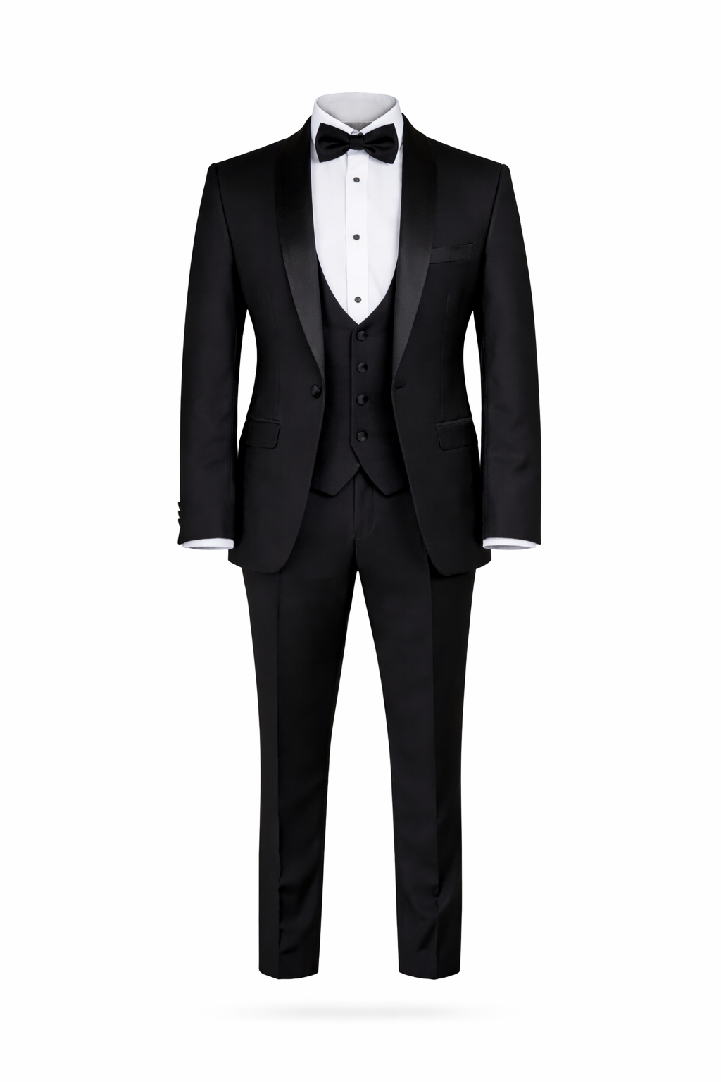 Ben Sherman Black 3 Piece Tuxedo | 100% Wool Dinner Suit | Jacket, Trouser & Waistcoat