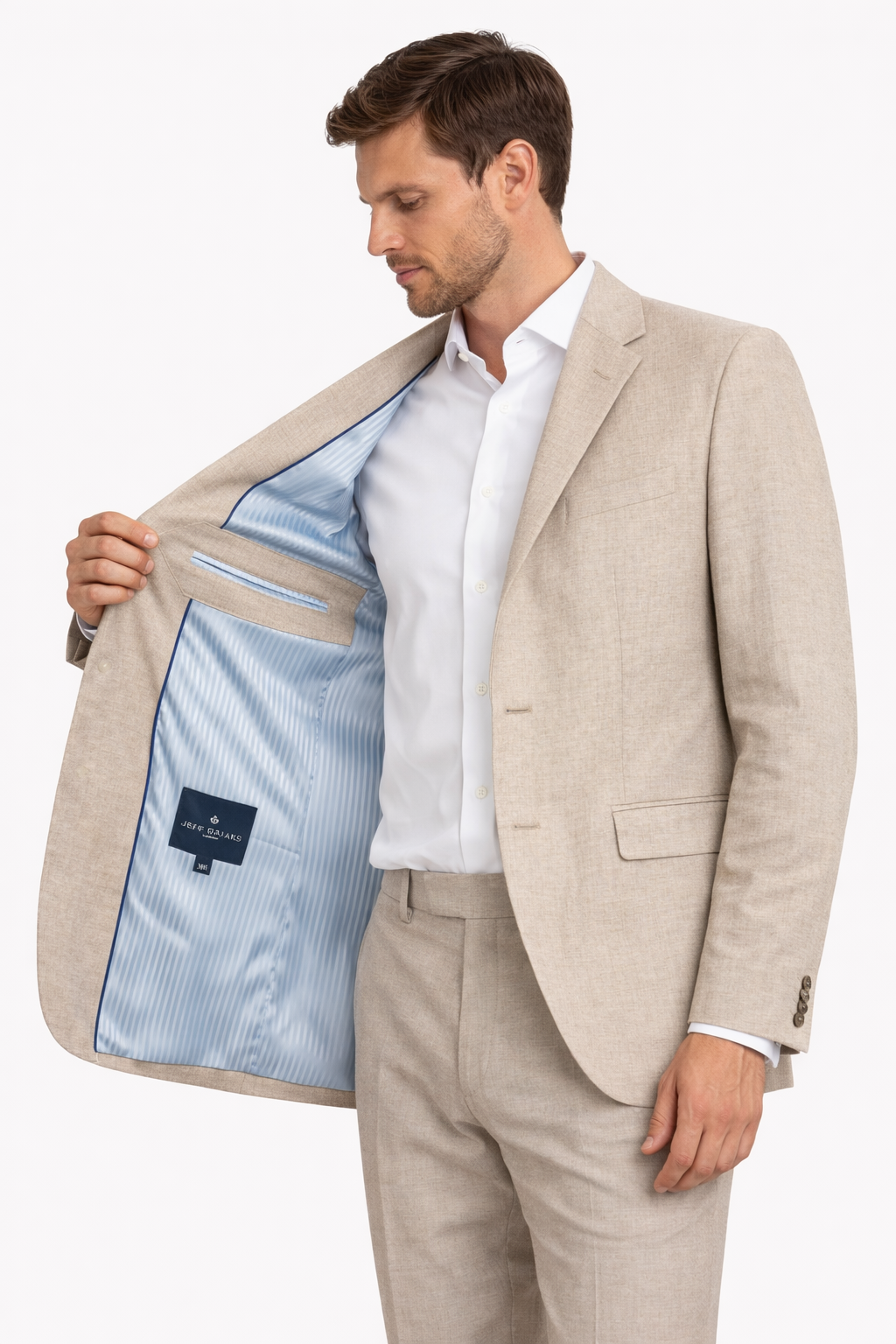 Beige Pure Linen Sports Jacket | Lightweight Oatmeal Blazer