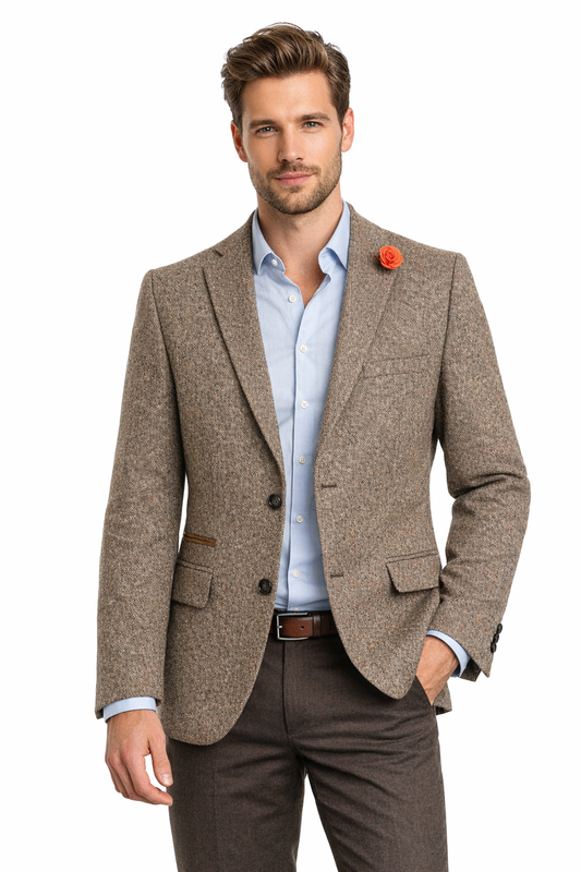Beige Donegal Biscuit Tweed Jacket | Wool & Cotton Blend Blazer