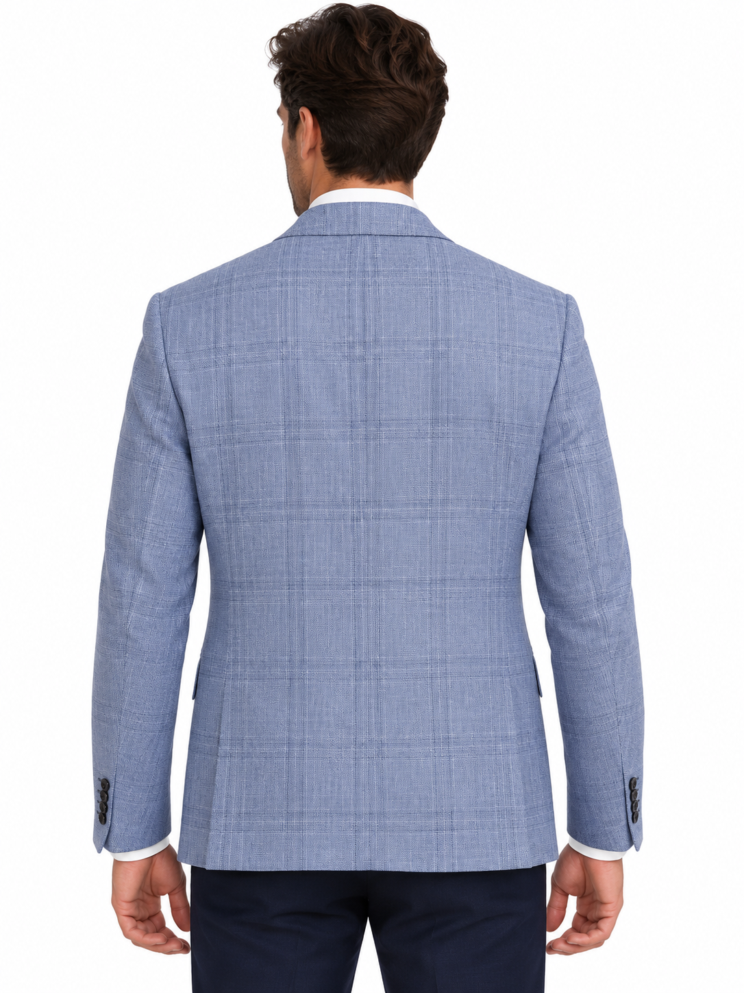 Light Blue Checked Blazer | Tailored Fit Smart Casual Sports Jacket | Seine Blue