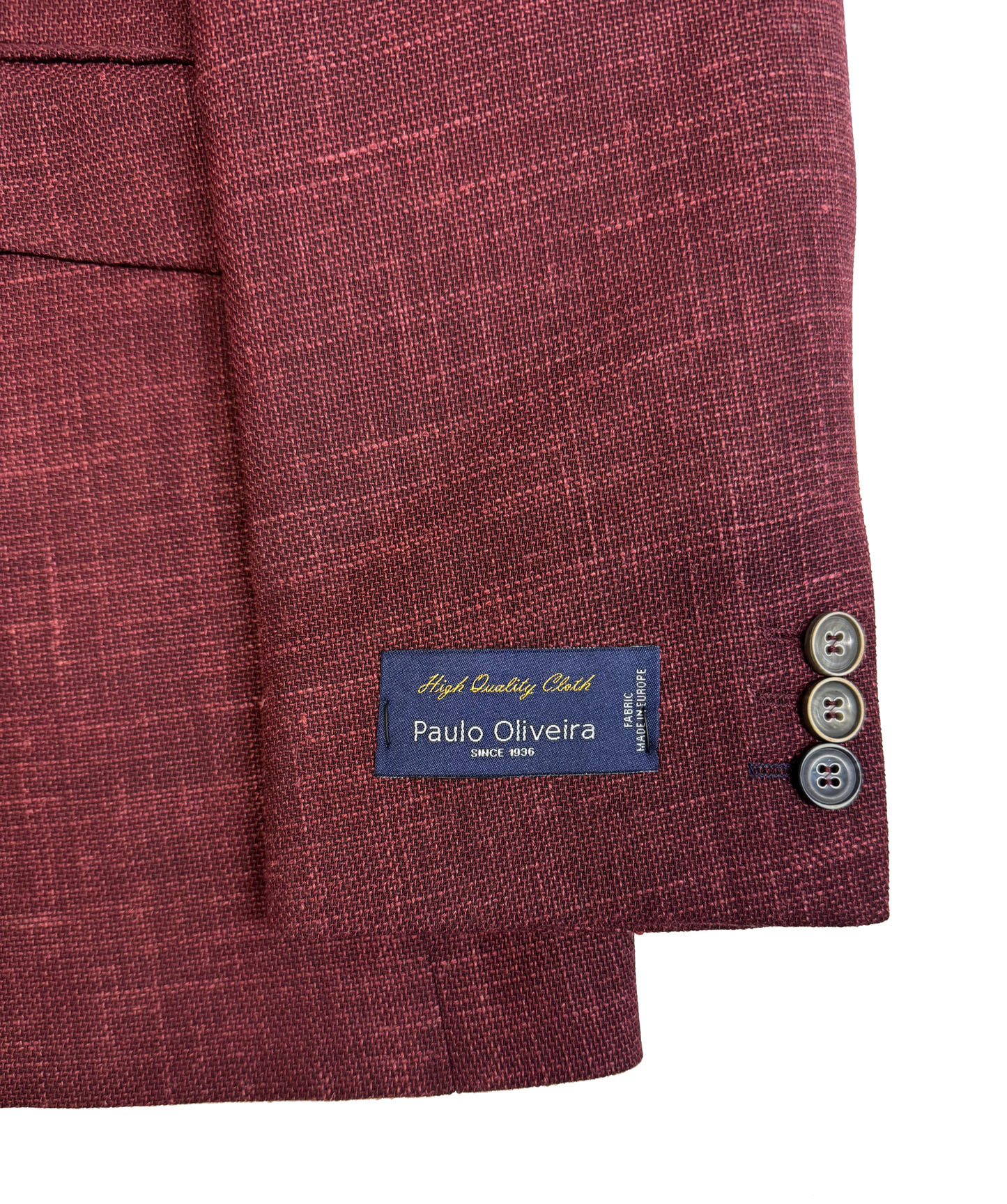 Men's Burgundy Linen Basket Weave Tweed Jacket