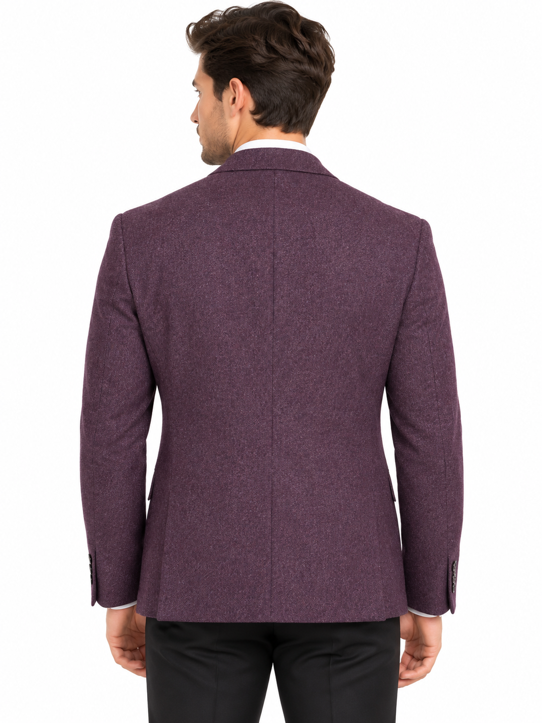 Purple Plum Tweed Textured Wool Blazer Jacket | Comfort Fit, Single-Breasted | Danny Bordo