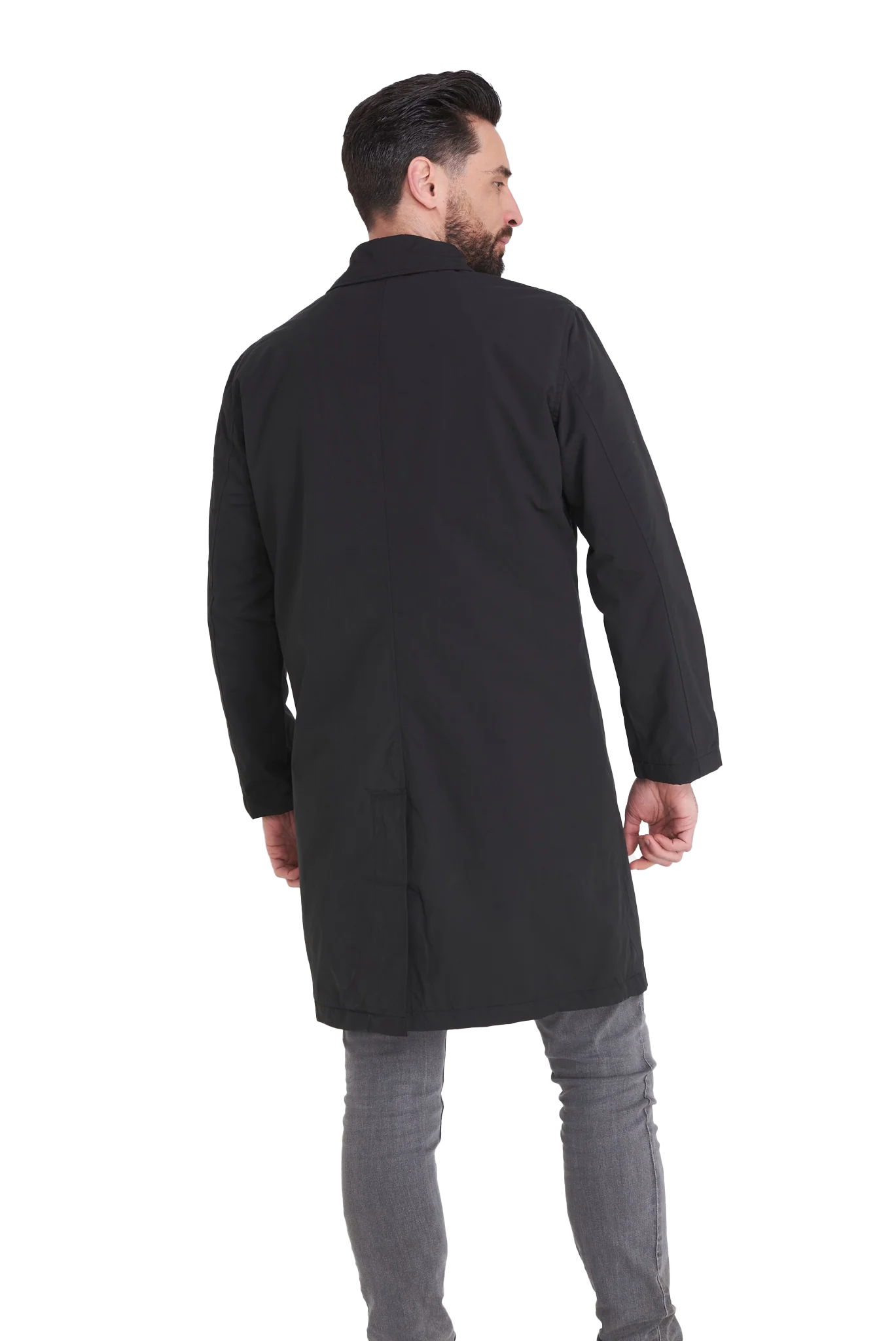 Men's Black Formal Raincoat Long Rain Mac Doorman Funeral