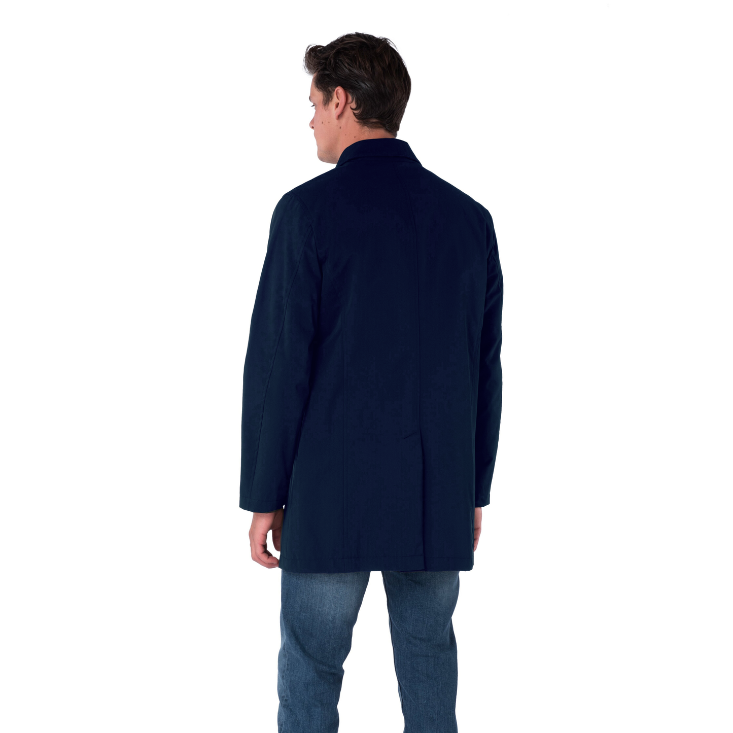 Navy Blue Formal Raincoat Mac Short Jacket