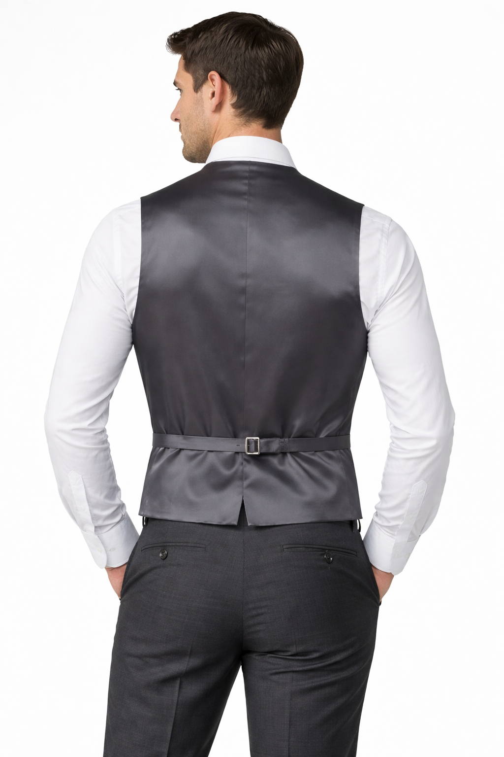 Grey Double Breasted Waistcoat | Modern Fit Vest for Morning Tails