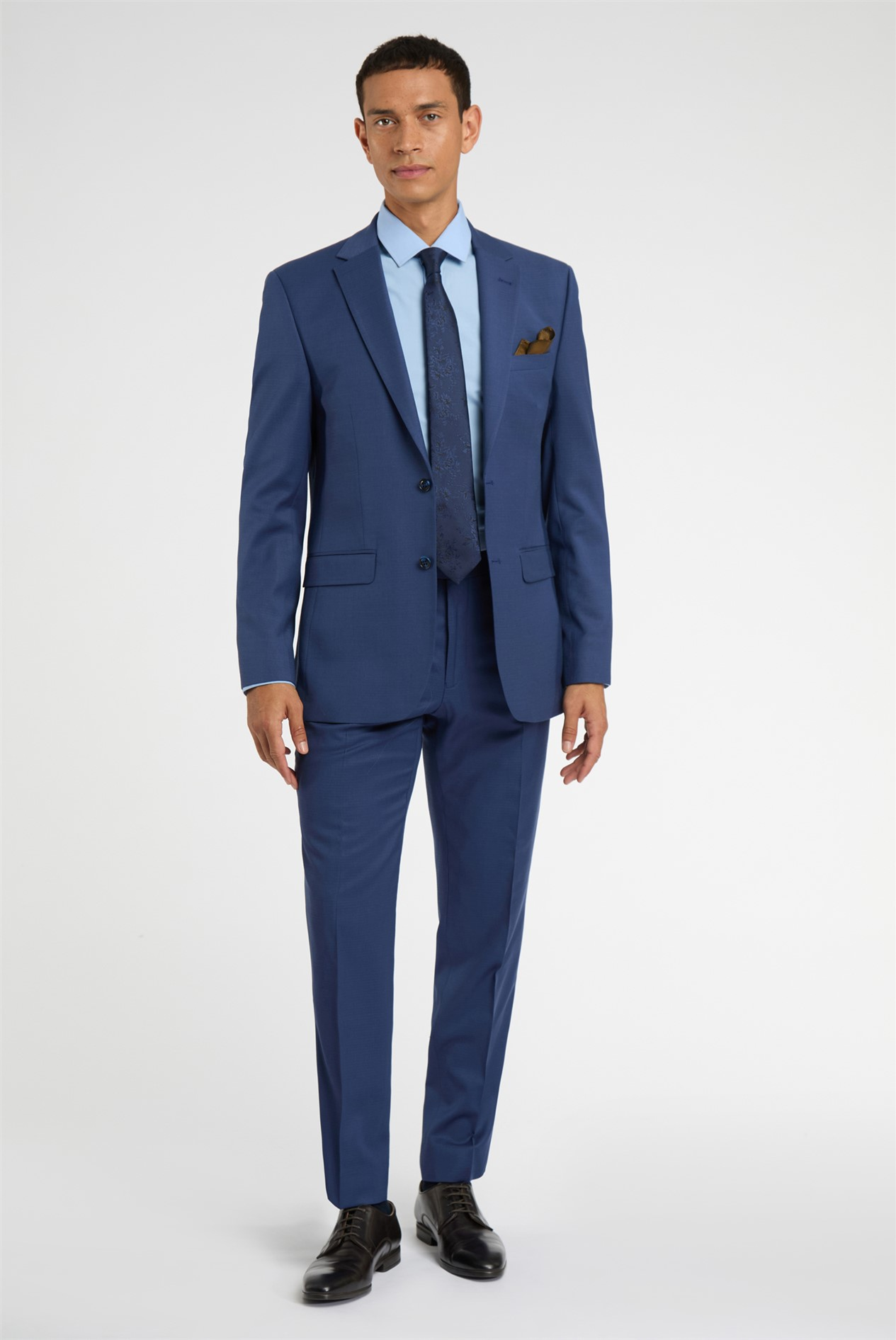 Navy Blue Wool Suit Trousers | Flat Front Formal Dress Pants with Belt Loops