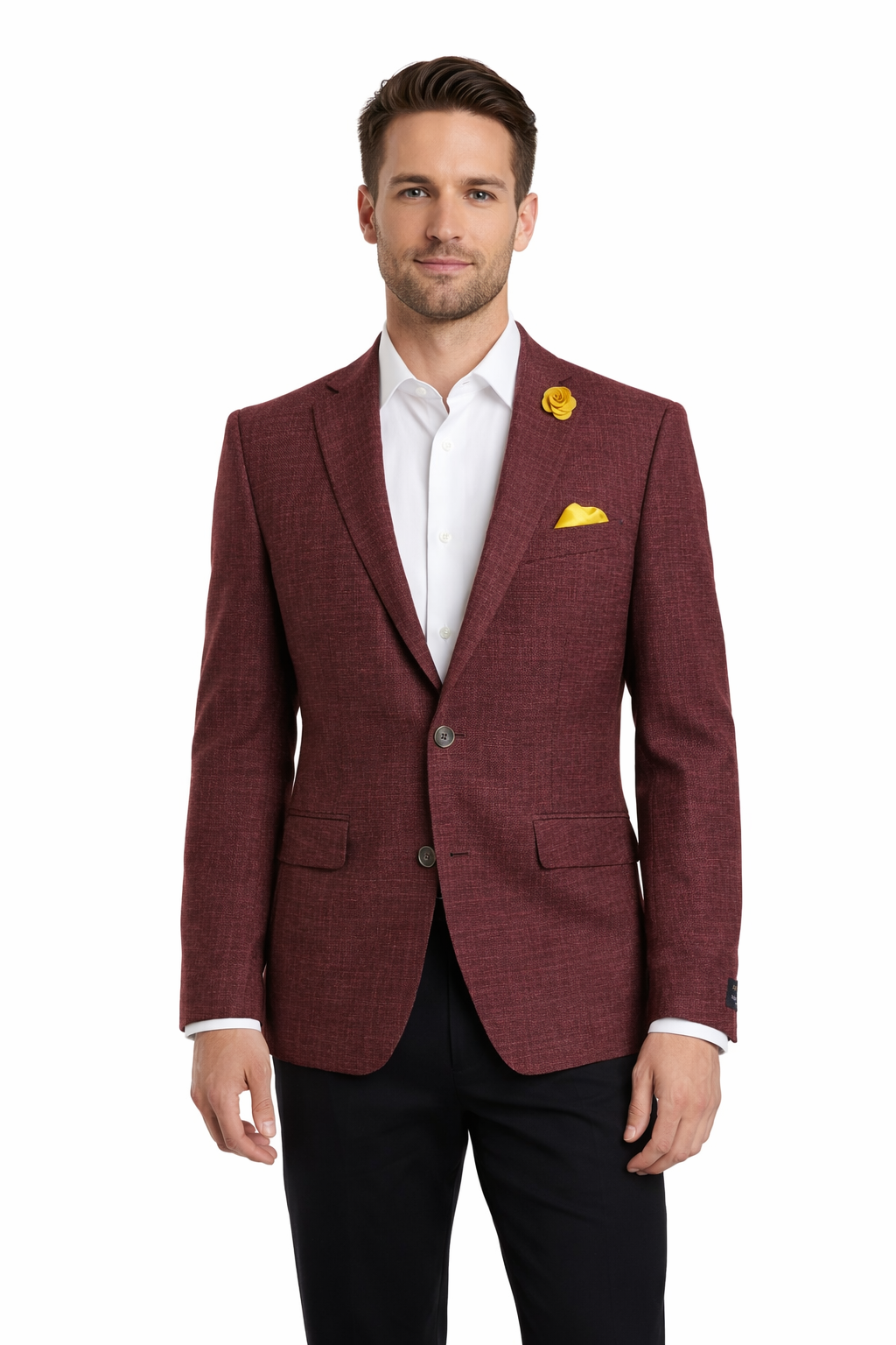 Burgundy Basket Weave Jacket | Wool & Linen Blend Blazer