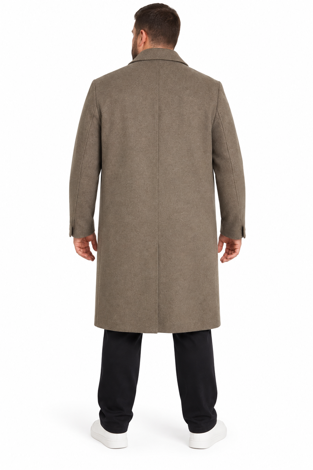 River Island Beige Wool Knee Length Formal Overcoat | Big & Tall | 4XL & 5XL