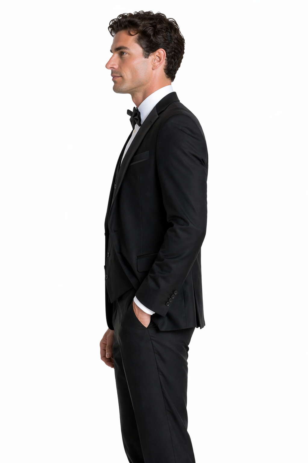 Black 3 Piece Tuxedo Tailored Fit Dinner Suit | Jacket, Waistcoat & Trousers | Edina