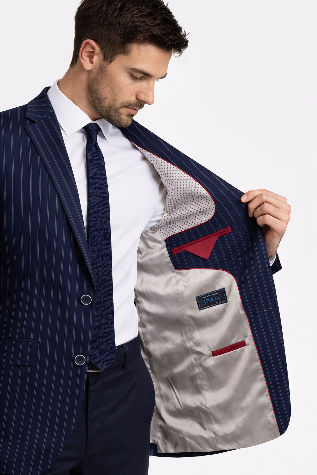 Navy Blue & White Striped Boating Jacket | Wool Blend Blazer