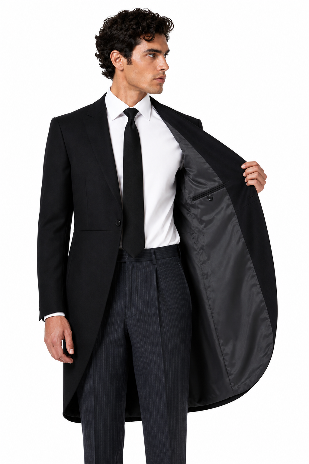 Plain Black Tailcoat Jacket | 100% Pure Wool | Lightweight