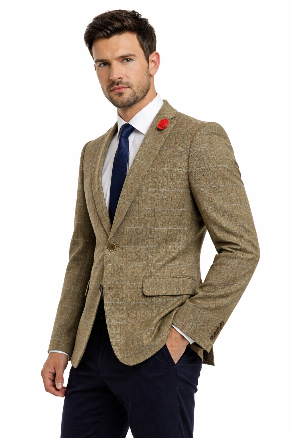 Fawn Check Herringbone Tweed Jacket | Wool Blend Blazer